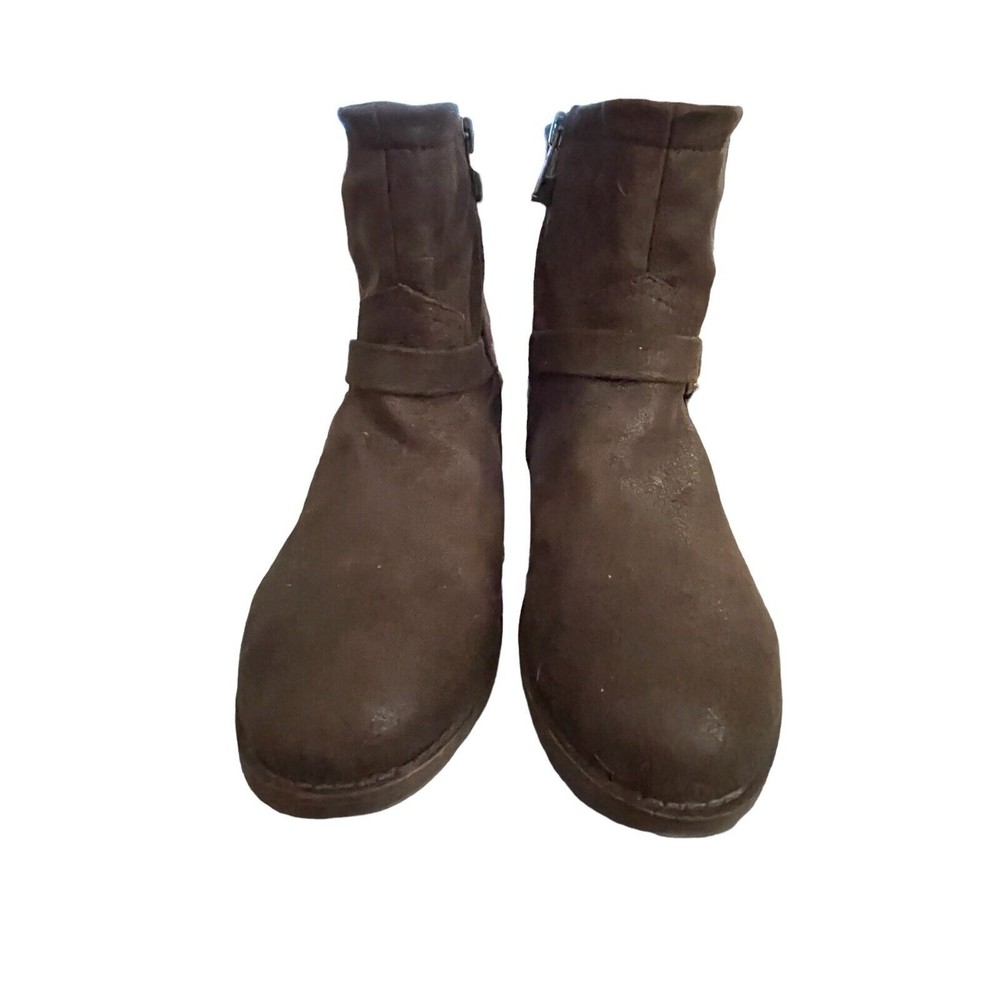 Frye Harness Boots Womans Size 4 Brown Vegan Leather Upper Studded Ankle Straps